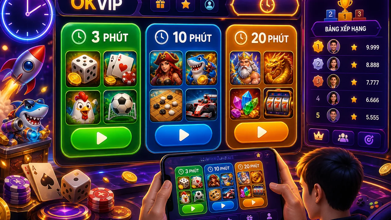 Chọn game theo nhịp giải trí: game OKVIP nào phù hợp chơi nhanh trên điện thoại?